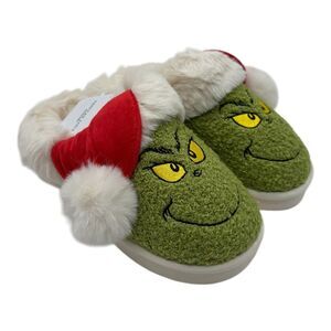 American Eagle Grinch Scuff Slipper Womens 7 Christmas Santa Slip On House Shoes